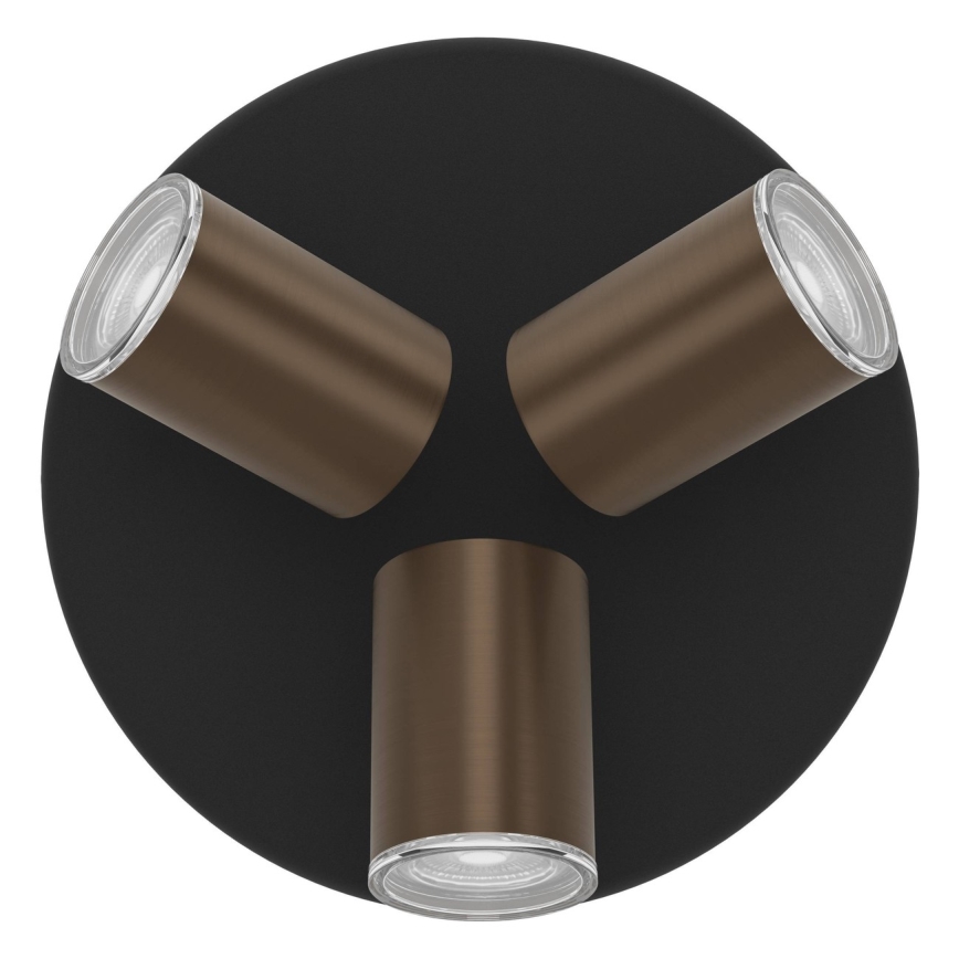 Eglo - Badeværelsesspot 3xGU10/5W/230V IP44 sort/brun