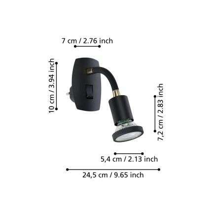 Eglo - LED stikkontaktlampe 1xGU10/4,5W/230V sort