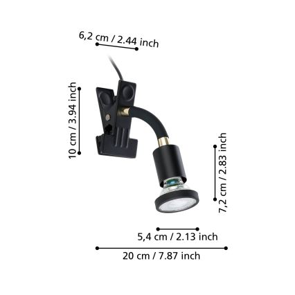 Eglo - LED-lampe med klemme 1xGU10/4,5W/230V, sort