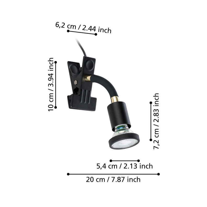 Eglo - LED-lampe med klemme 1xGU10/4,5W/230V, sort