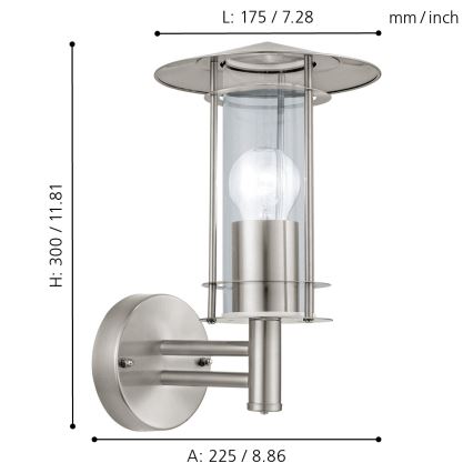 Eglo - Udendørslampe 1xE27/60W/230V IP44