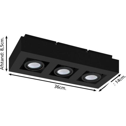 Eglo 31064 - LED-spot MENDOZA 3xLED/4,7W/230V 3000K sort