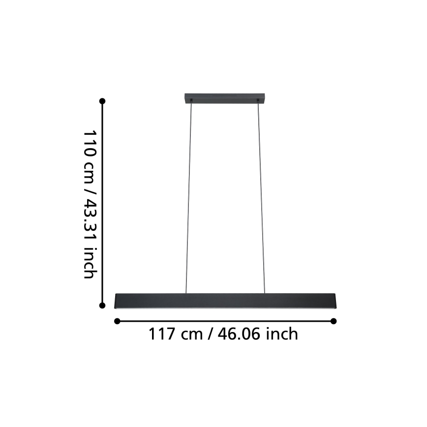Eglo 31433 - LED m. RGBW-farver Pendel dæmpbar ANDREAS-Z LED/38W/230V 2700-6500K sort