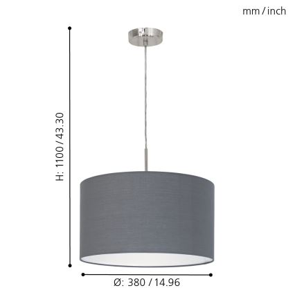 Eglo - Loftlampe på ledning 1xE27/60W/230V