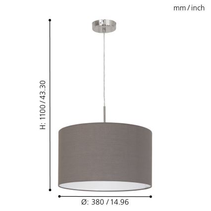 Eglo - Lysekrone i en snor E27/60W/230V