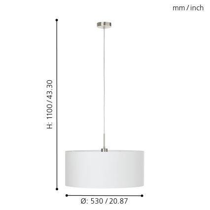 Eglo - Loftlampe på ledning 1xE27/60W/230V