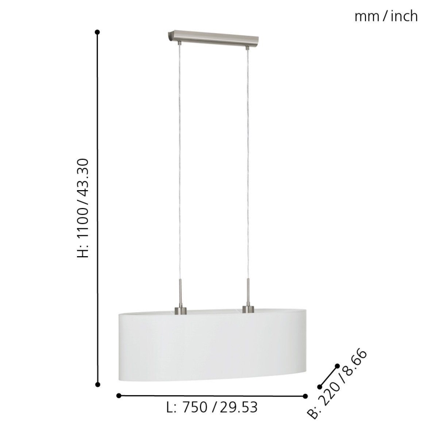 Eglo - Loftlampe med ledning 2xE27/60W/230V