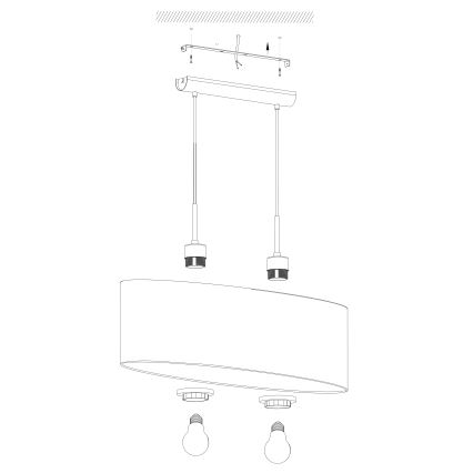 Eglo - Loftlampe på ledning 2xE27/60W/230V taupe