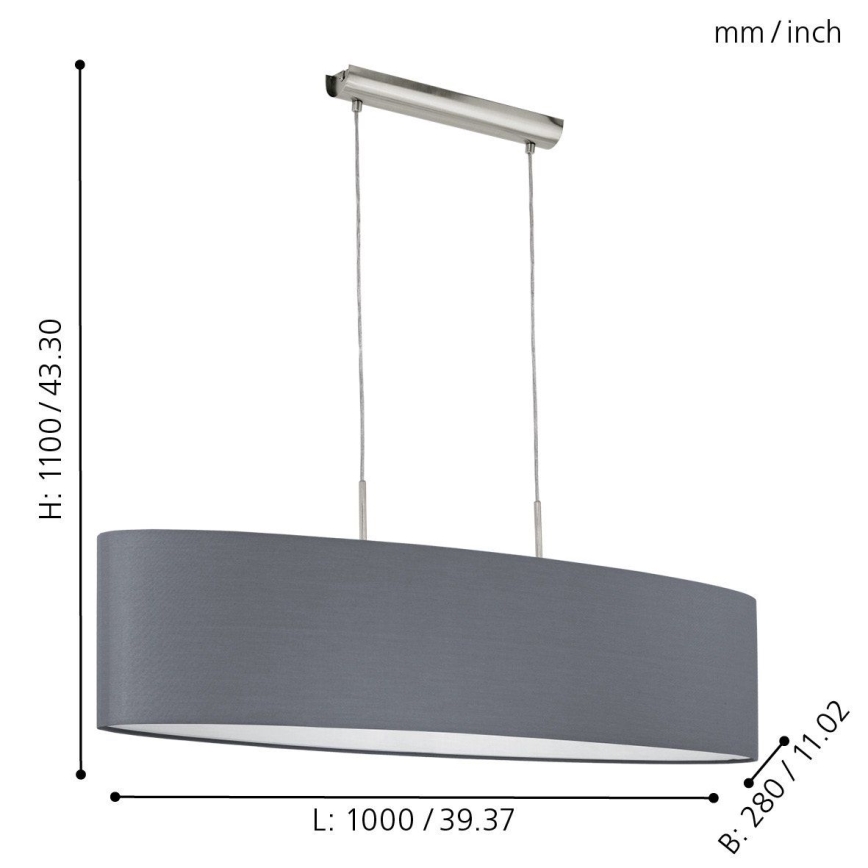 Eglo - Loftlampe med ledning 2xE27/60W/230V