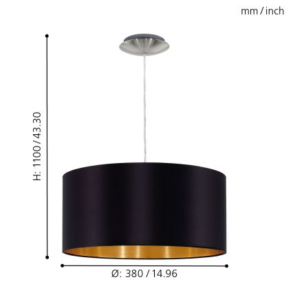Eglo - Loftlampe på ledning 1xE27/60W/230V