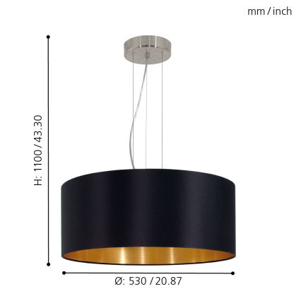 Eglo - Loftlampe med ledning 3xE27/60W/230V