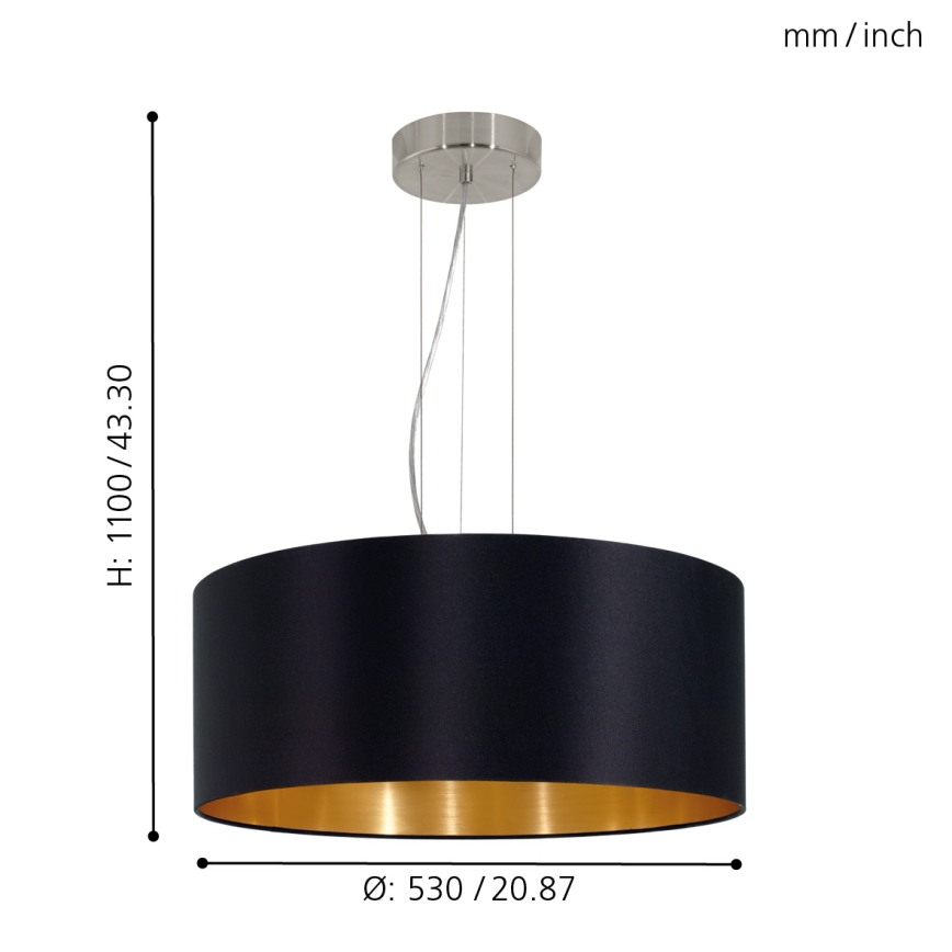 Eglo - Loftlampe med ledning 3xE27/60W/230V