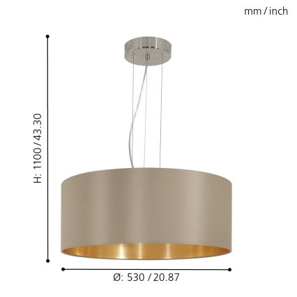 Eglo - Lysekrone i en snor 3xE27/60W/230V