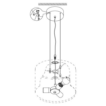 Eglo - Lysekrone i en snor 3xE27/60W/230V