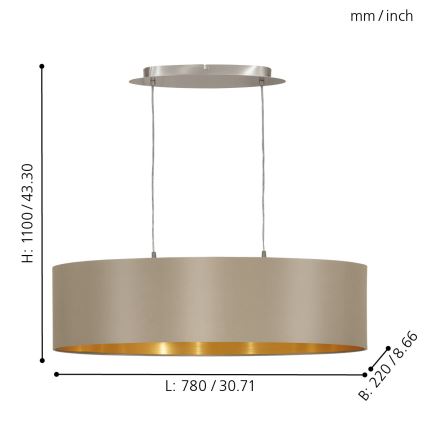 Eglo - Loftlampe med ledning 2xE27/60W/230V