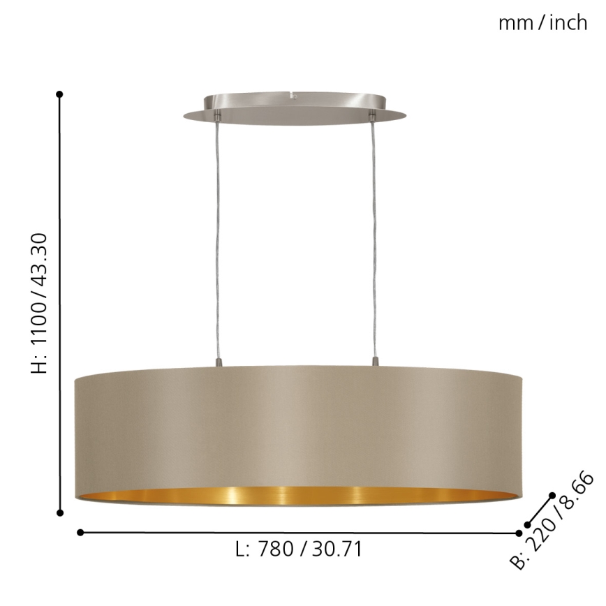 Eglo - Loftlampe med ledning 2xE27/60W/230V
