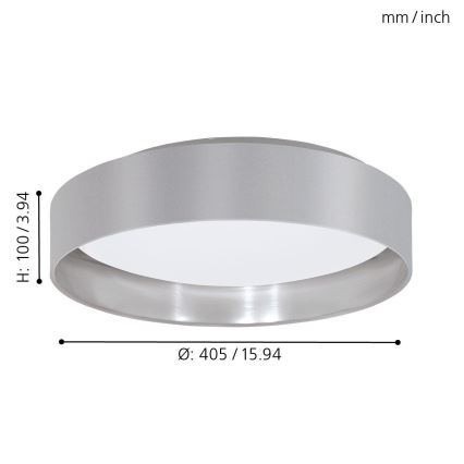 Eglo 31623 - LED loftlampe MASERLO LED/16W/230V 3000K Ø 40,5 cm grå/sølv