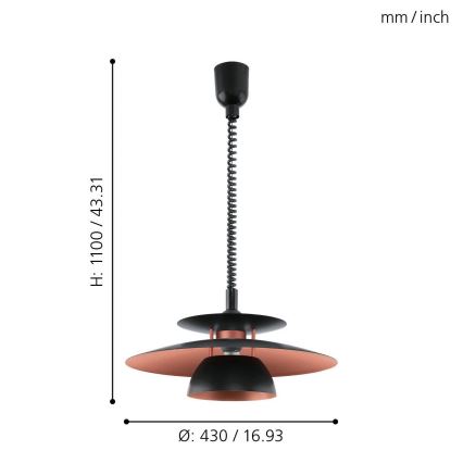 Eglo - Nedhængelig loftslampe 1xE27/60W/230V