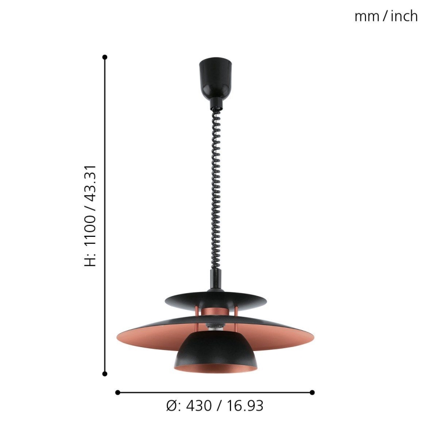 Eglo - Nedhængelig loftslampe 1xE27/60W/230V