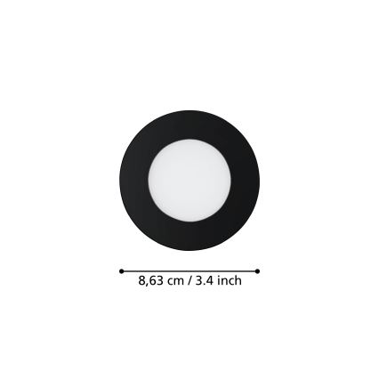 Eglo 31743 - SÆT 3x LED indbygningslampe til badeværelse dæmpbar FUEVA-Z 1xLED/2,8W/230V 2700-6500 IP44 sort