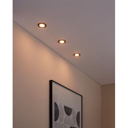 Eglo 31743 - Sæt med 3 dæmpbare LED-indbygningsspots til badeværelse FUEVA-Z LED/2,8W/230V 2700–6500 K IP44 sort Ø 8,5 cm