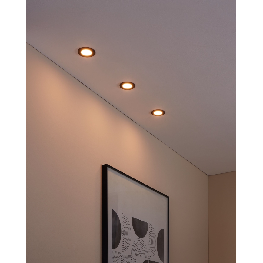Eglo 31743 - Sæt med 3 dæmpbare LED-indbygningsspots til badeværelse FUEVA-Z LED/2,8W/230V 2700–6500 K IP44 sort Ø 8,5 cm