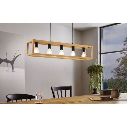 Eglo 32143 - Pendel på kabel BLACKCROWN 5xE27/40W/230V brun
