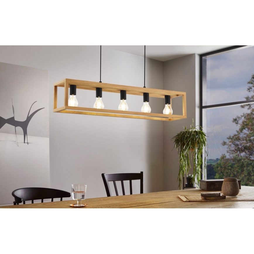 Eglo 32143 - Pendel på kabel BLACKCROWN 5xE27/40W/230V brun