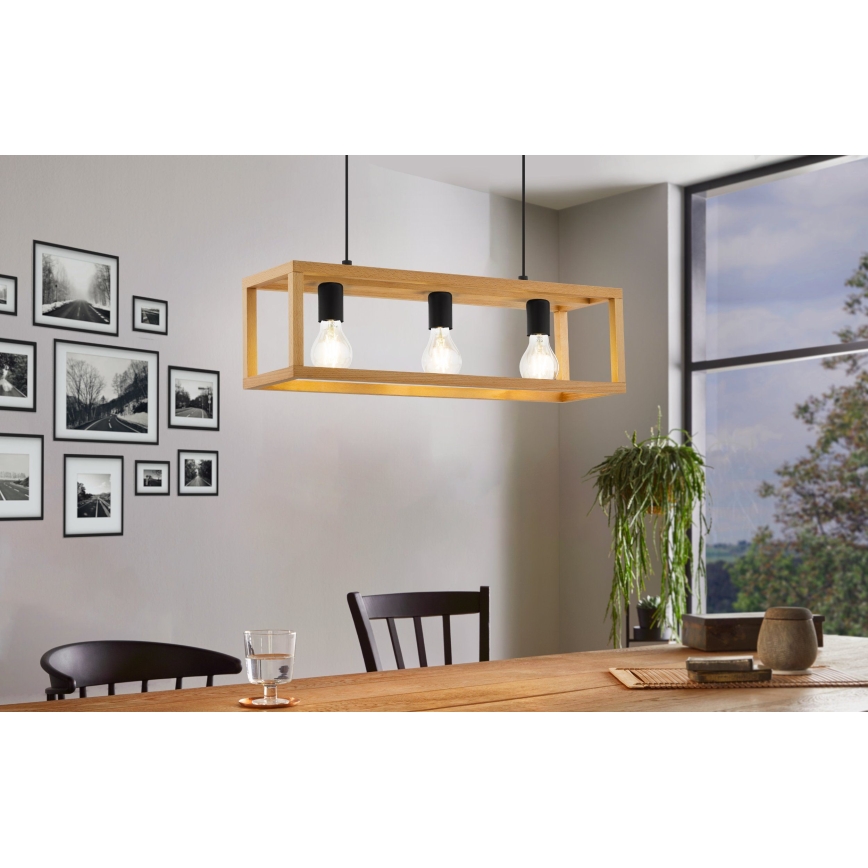 Eglo 32144 - Pendel på kabel BLACKCROWN 3xE27/40W/230V brun