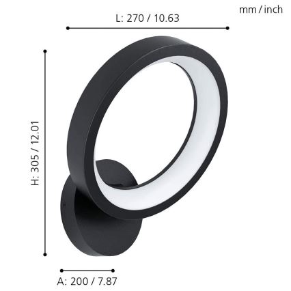 Eglo 32325 - LED væglampe m. RGBW-farver dæmpbar MARGHERA-C LED/16W/230V 2700-6500K sort