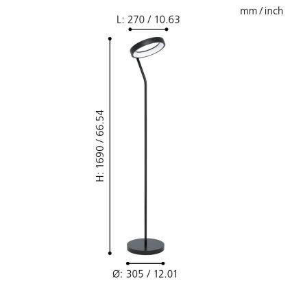 Eglo 32327 - LED RGBW Dæmpbar gulvlampe MARGHERA-C LED/15,5W/230V 2700-6500K sort
