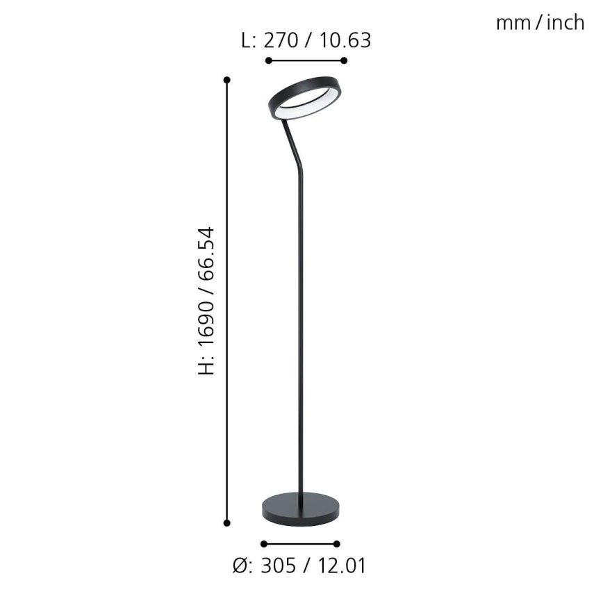 Eglo 32327 - LED RGBW Dæmpbar gulvlampe MARGHERA-C LED/15,5W/230V 2700-6500K sort
