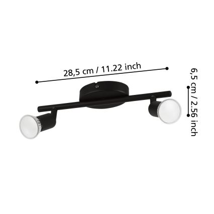 Eglo - LED spotlampe 2xGU10/2,8W/230V 3000K sort