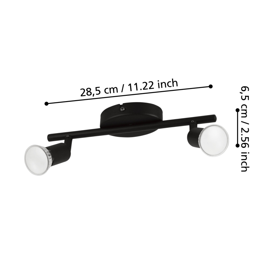 Eglo - LED spotlampe 2xGU10/2,8W/230V 3000K sort