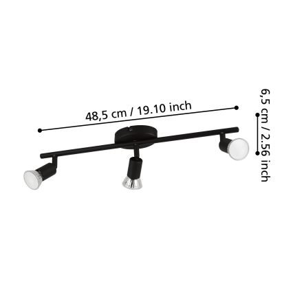 Eglo - LED spotlampe 3xGU10/2,8W/230V 3000K sort