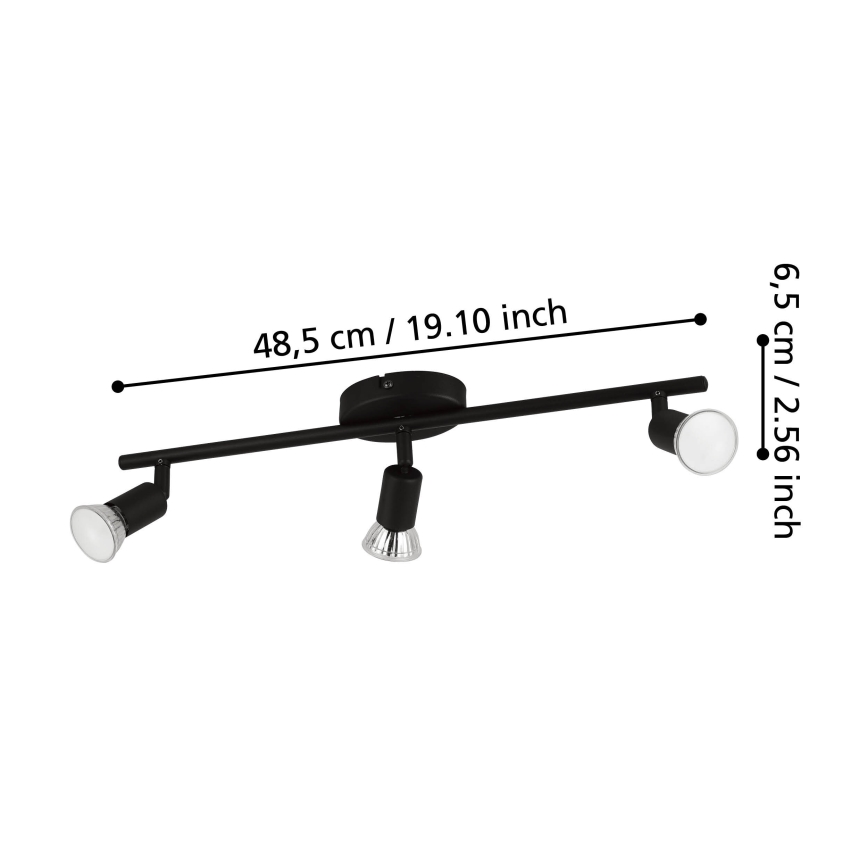 Eglo - LED spotlampe 3xGU10/2,8W/230V 3000K sort