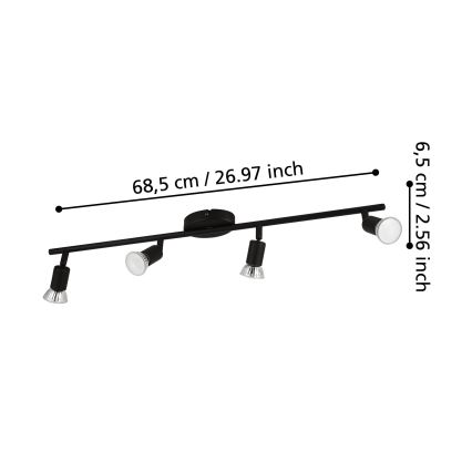 Eglo - LED spotlampe 4xGU10/2,8W/230V 3000K sort