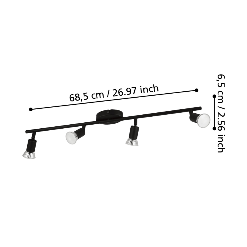 Eglo - LED spotlampe 4xGU10/2,8W/230V 3000K sort