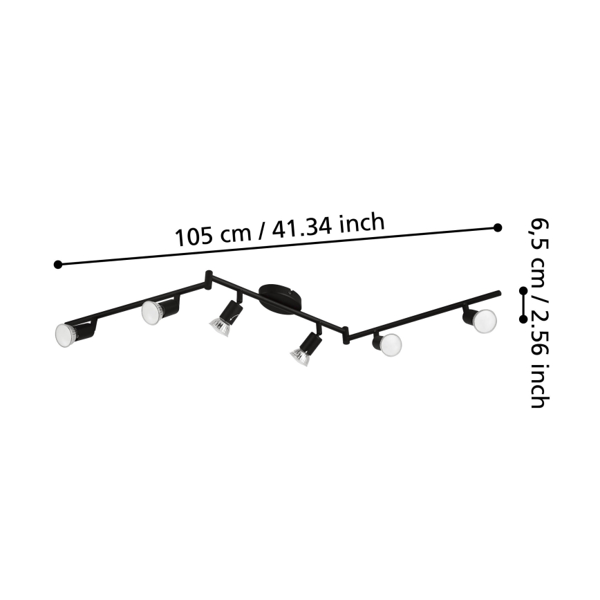 Eglo - LED spotlampe 6xGU10/2,8W/230V 3000K sort