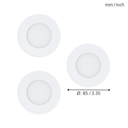 Eglo - Sæt med 3 LED RGB dæmpbare indbygningsspots FUEVA-C LED/3W/230V Ø 8,5 cm