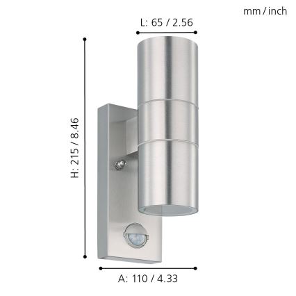 Eglo - Udendørs LED væglampe med sensor 2xGU10/3W/230V IP44