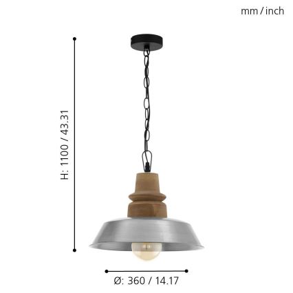 Eglo 33024 - Lysekrone i kæde RIDDLECOMBE 1xE27/60W/230V