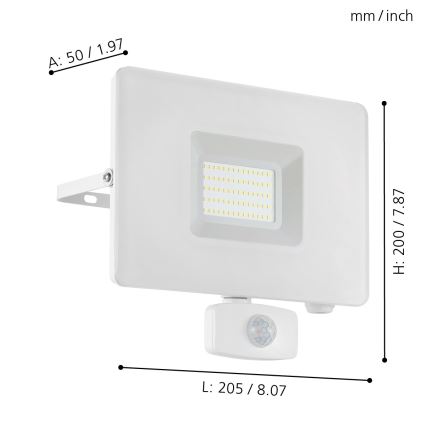 Eglo - LED projektør med sensor LED/50W/230V IP44