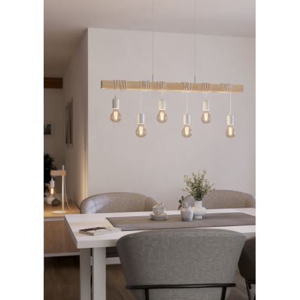 Eglo - Lysekrone i en snor TOWNSHEND 6xE27/60W/230V