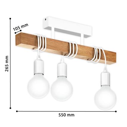 Eglo - Fastmonteret lysekrone 3xE27/60W/230V