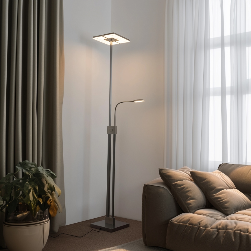 Eglo 33182 - LED gulvlampe dæmpbar SOLANO 1xLED/26W/230V +1xLED/3,2W 3000K mat krom