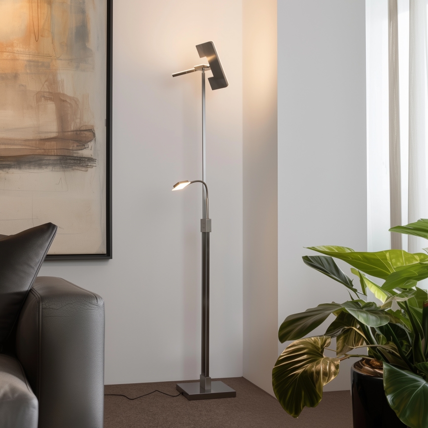 Eglo 33182 - LED gulvlampe dæmpbar SOLANO 1xLED/26W/230V +1xLED/3,2W 3000K mat krom