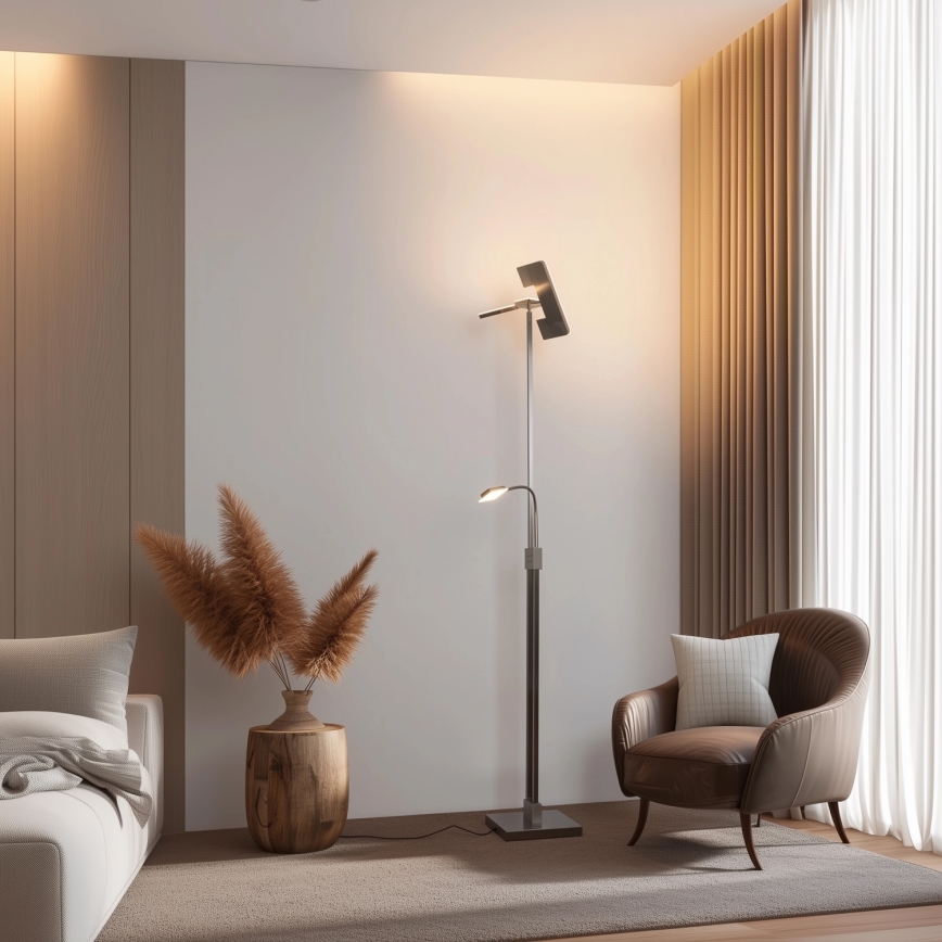 Eglo 33182 - LED gulvlampe dæmpbar SOLANO 1xLED/26W/230V +1xLED/3,2W 3000K mat krom