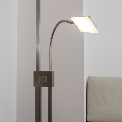 Eglo 33182 - LED gulvlampe dæmpbar SOLANO 1xLED/26W/230V +1xLED/3,2W 3000K mat krom