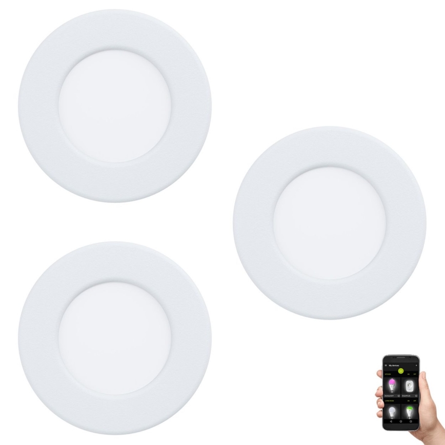 Eglo 33217 - Sæt med 3 dæmpbare RGBW LED-indbygningsspots FUEVA, LED/3W/230V, Ø 8,5 cm
